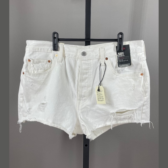 Levi's Pants - NEW Levis Shorts Womens 33 501 white jean denim distressed casual